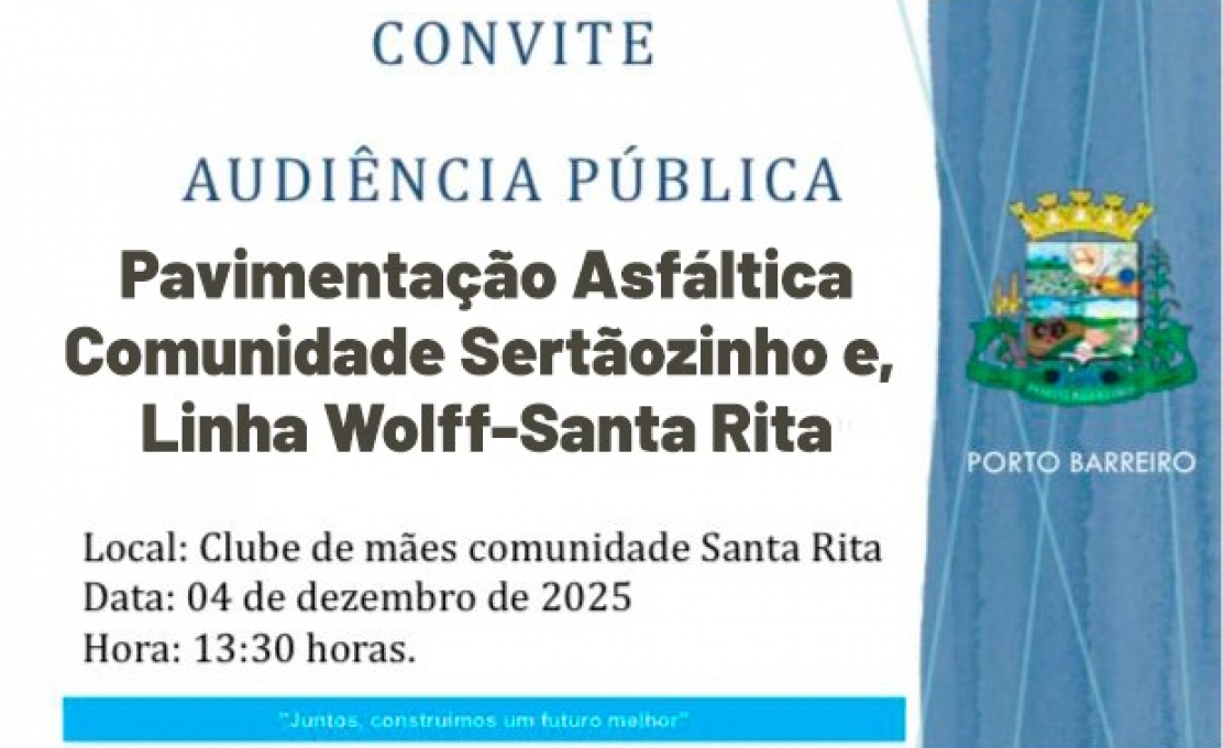 Audiência Pública Referente às Obras de Pavimentação Asfáltica.